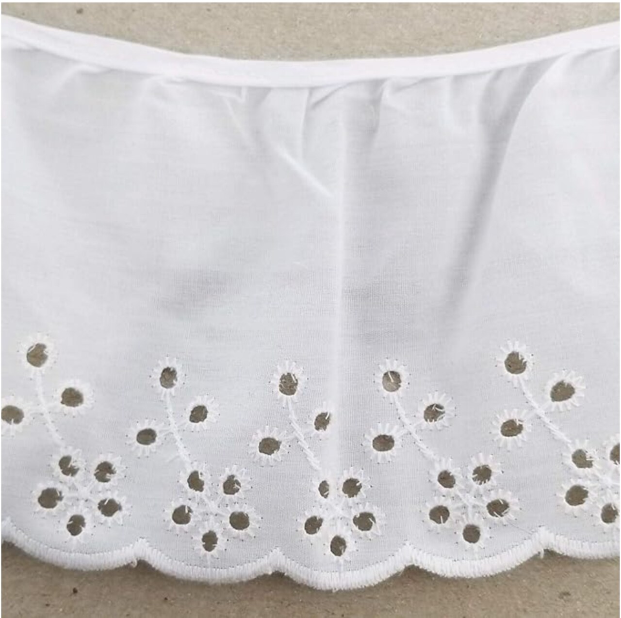 4" Ruffled Gathered Embroidery Eyelet Trimming - 5 Continuous Yards! (White)